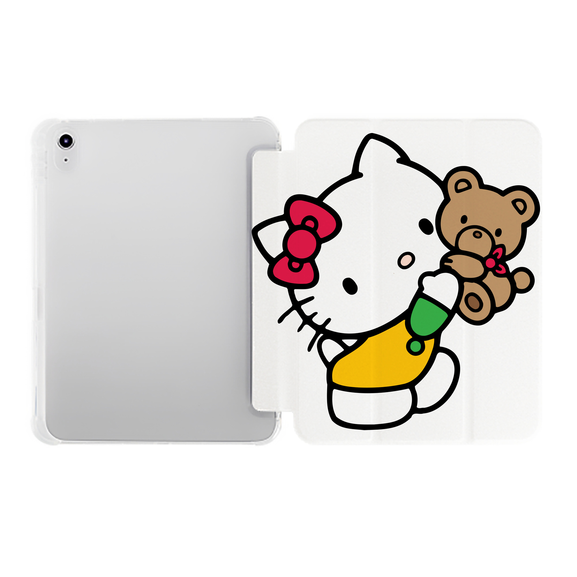 （画像用） Hello Kitty ハローキティ IPad ケース ペン収納付き 三つ折りスタンド PUレザー×シリコン 対応機種9.5/10.5/10.9インチ